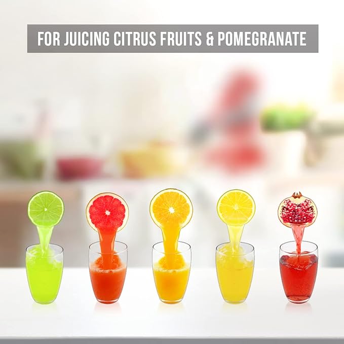 Eurolux Ultra-Premium Cast Iron Juicer | Extra-Large, Heavy Duty, Commercial Grade, Stainless Steel Manual Hand Press Citrus Squeezer For Fresh Orange Juice, Pomegranate, Lemon, and Much More (Red)