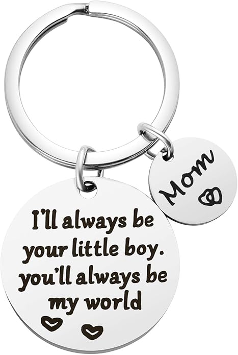 Mothers Day Gifts, Mom Gifts from Son for Birthday, I'll Always Be Your Little Boy, You Will Always Be My World, Best Mom Ever Keychain for Valentines Day Christmas Stocking Stuffers