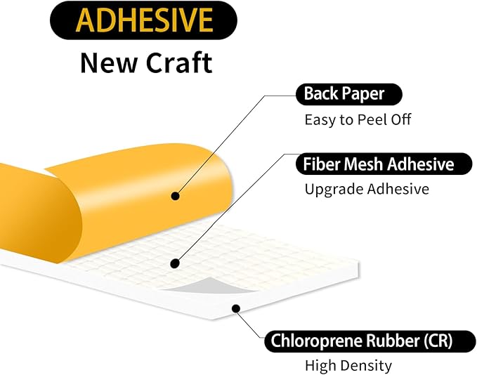 Weather Stripping Door Seal,Door Weather Seal,Soundproof,High Density CR Foam for Front Door Frame,Windows (White,1 in x 1/16 in x 33Ft)