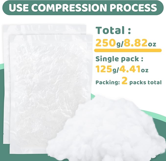 Jmuiiu 8.82oz/250g Pillows Stuffing Fiberfill, Polyfill Stuffing for Stuffed Animals, Premium Polyester Fiberfill, High Resilience Crochet Stuffing for Craft,Pillow, Cotton Batting