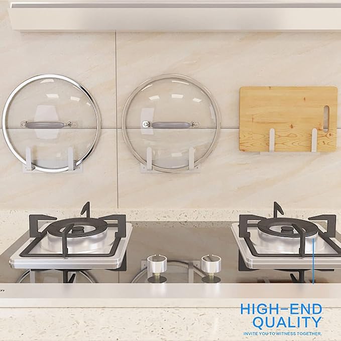 Stainless Steel Wall Mounted Cutting Board Holder Punch-free Multifunctional Kitchen Shelf Organizer Pot Lid Storage Rack