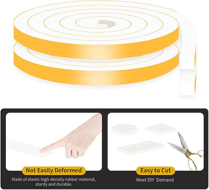 Weather Stripping,Weather Stripping Door Seal Stripping,High Density CR Foam,Door Seal Strip for Door Frame,Window Frame,Sliding Door (White,1 in x 1 in x 13Ft)