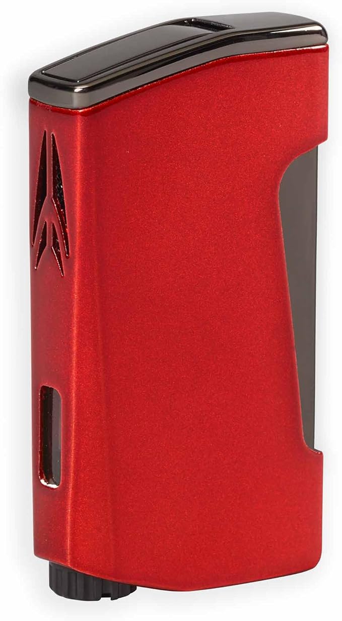 Lotus Chroma Twin Torch Cigar Lighter – Dual Jet Flame, Wind Resistant, Built-in 8mm Cigar Punch (Red)