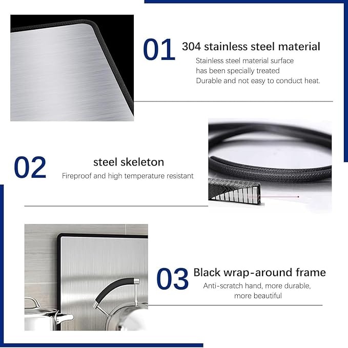 Multi-Sided Stove Splatter Guard for Cooking Kitchen Anti Shield Portable Folding Cooker Side Fat Oil Splash，Foldable Stainless Steel Splatter Guard - 2-Sided Oil Splash Screen for Frying Pa