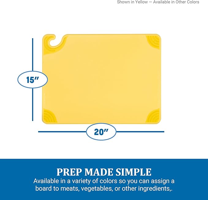 San Jamar Saf-T-Grip Plastic Cutting Board with Safety Hook, 15" x 20" x 0.5", Red
