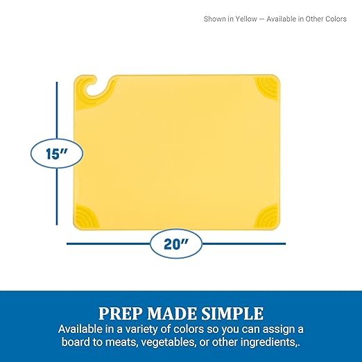 San Jamar Saf-T-Grip Plastic Cutting Board with Safety Hook, 15" x 20" x 0.5", White