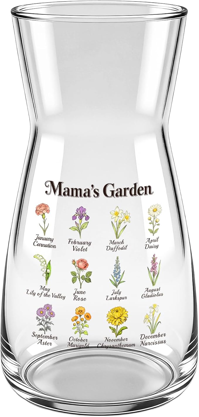 8 inch Clear Glass Flower Vases,Mom Gifts Mothers Day for Wife from Daughter Son,Birthday Gifts for Mom,Centerpiece Table Home Indoor Desk Decor
