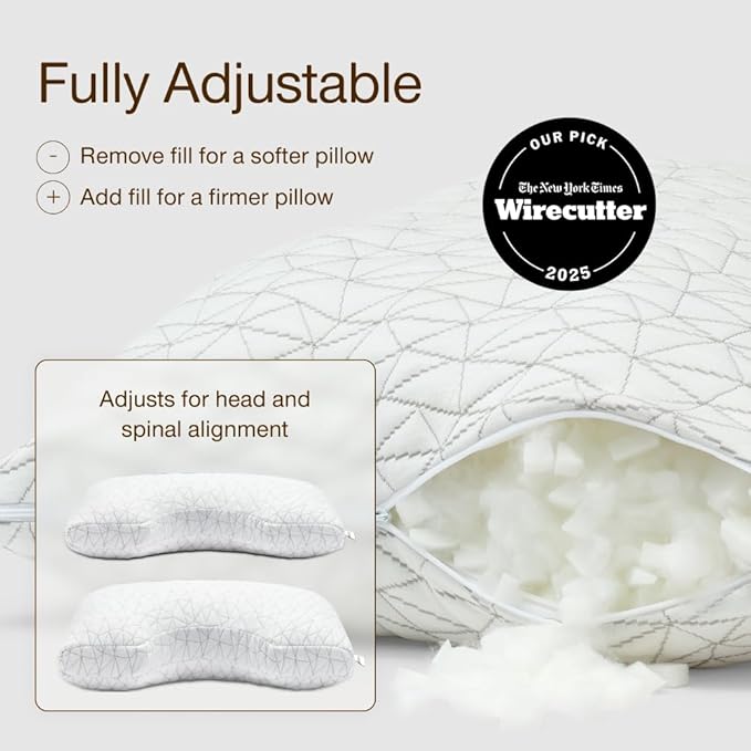 Coop Home Goods Original Cut-Out Adjustable Pillow, King Size Bed Pillows for Neck & Head Support, Memory Foam Pillows - Medium Firm for Side Sleeper, CertiPUR-US/GREENGUARD Gold