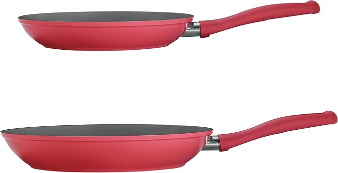 Tramontina Solara 10 & 12-Inch Ceramic Non Stick Frying Pan Set, Heavy-Gauge Aluminum Skillet with Nonstick Coating, Dishwasher and Oven Safe (Red, 2-Pack)