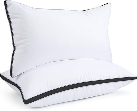 viewstar Bed Pillows King Sizes Set of 2, Hotel Quality Cooling Down Alternative Gusseted Pillows for Side, Back, or Stomach Sleepers, Black