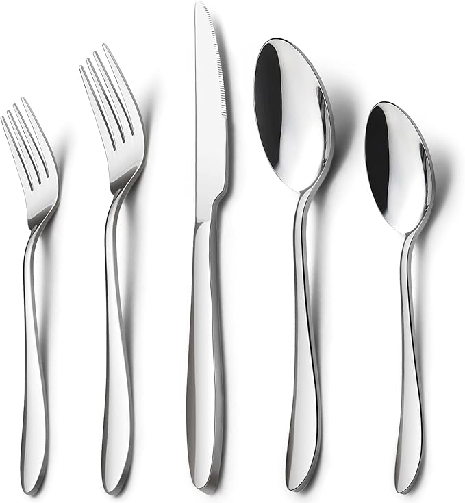 HaWare Silverware Set, 10-Piece Flatware Set, Stainless Steel Cutlery Set for Couples/Singles/Students, Service for 2, Mirror Polished, Dishwasher Safe