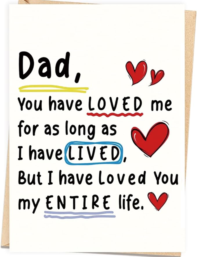 Fathers Day Card Gift for Dad from Daughter Son, Meaningful Double-Sided, Minimalist Premium Design, Perfect Father's Day Decoration Ideas