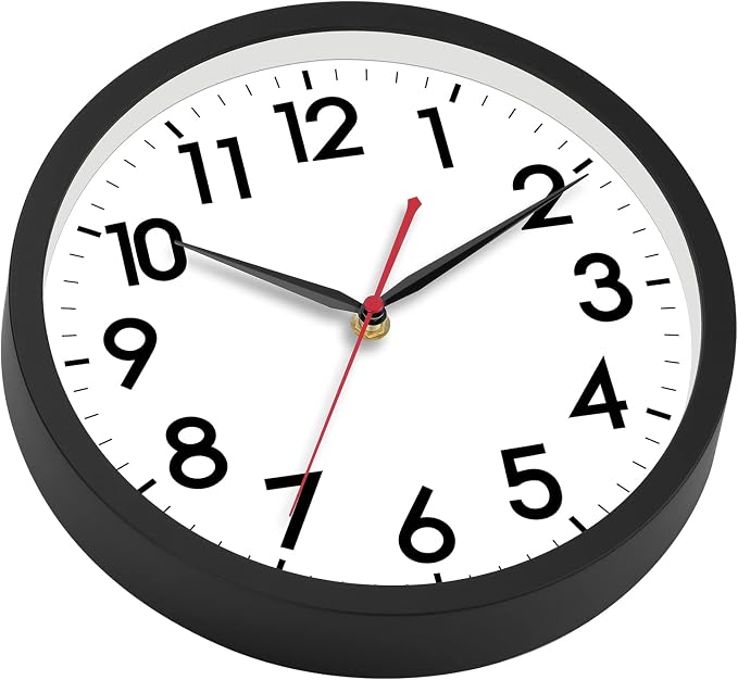 AKCISOT 18 Inch Wall Clock, Battery Operated Analog Clock, Silent Non-Ticking, Ideal for Bedroom, Bathroom, Kitchen, Office and School, Black