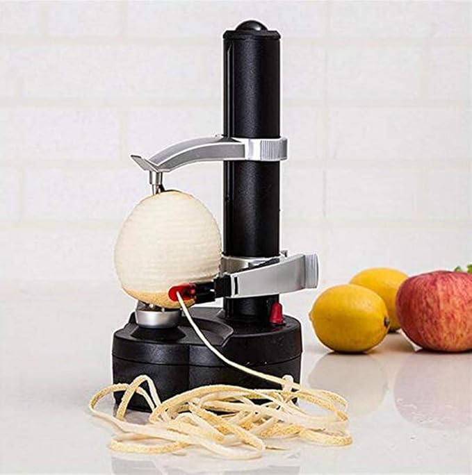 Electric Potato Peeler Automatic Rotating Apple Peeler Tool Multifunction Stainless Steel Potato Pear Fruit Vegetable Peeling Machine for Home Kitchen (Black)