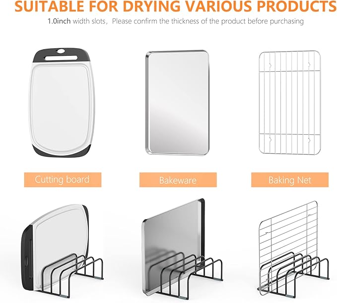 KORRTFID Cutting Board Storage Rack, Compact Cutting Board Organizer, Chopping Board Storage Stand Rack, Bakeware & Cookie Pan Sheets Organizer (2PCS 1.0 Inch)