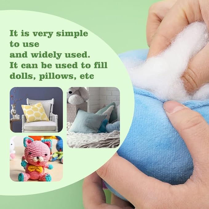 100g/3.5oz Premium Polyfill Stuffing for Stuffed Animals, (1.8oz-1.21 lb) Polyester Fiber Filling Stuffing, Fluff Polyfill Stuffing High Resilience Stuffing for Crafts, Crochet Stuffing