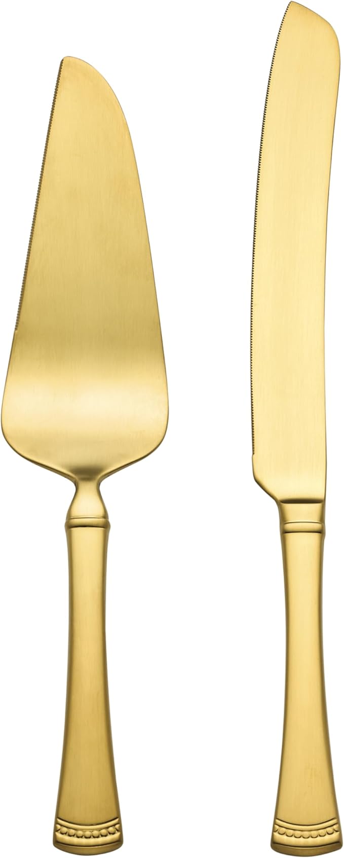 Lenox Silverware Serving Set, Portola Satin Gold 2-Piece Dessert Set, 18/10 Stainless Steel, Dishwasher Safe, Cake Knife And Cake Server, Serving Utensils, Dessert Serveware, Kitchen (Gold, 2 Piece)