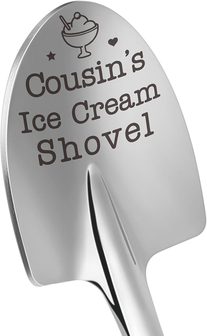 Cousin Gifts Funny Cousin's Ice Cream Shovel Spoon, Easter Basket Essentials Easter Egg Stuffer Teen Boys Cousin Birthday Graduation Wedding Valentines Christmas White Elephant Gift