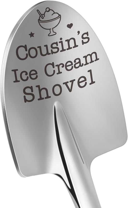 Cousin Gifts Funny Cousin's Ice Cream Shovel Spoon, Easter Basket Essentials Easter Egg Stuffer Teen Boys Cousin Birthday Graduation Wedding Valentines Christmas White Elephant Gift