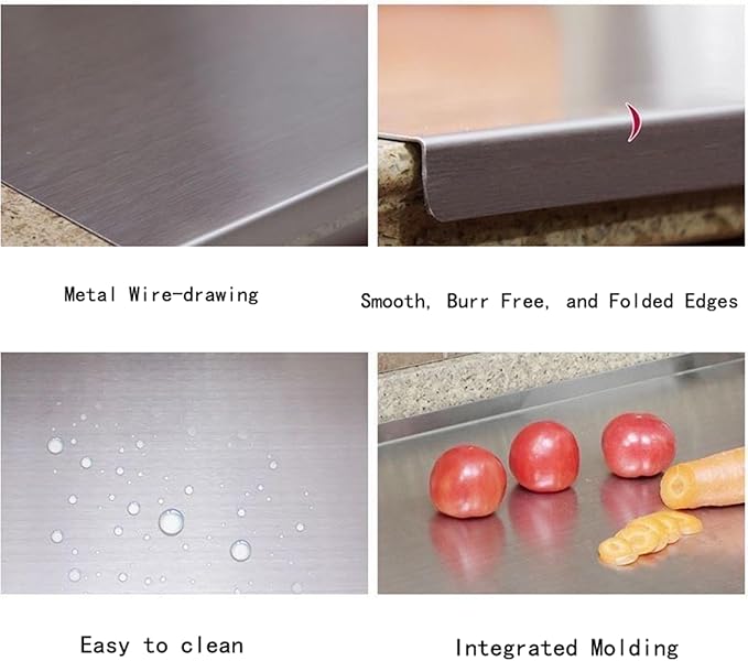 BILLAMB Stainless Steel Cutting Boards for The Kitchen, Suitable for Meat, Fruits, Vegetables, Bread, and Baking Large-sized Cutting Boards (80 x 50cm/31.5 x 19.7 in)