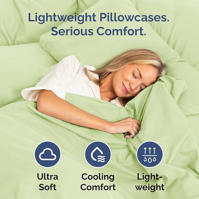Standard Pillow Cases Set of 4 - Soft Hotel Quality Pillowcase Covers - Comfy Bedding for Women, Men, Kids & Teens - Machine Washable Pillow Protectors - 4 Piece Set - Standard Size Light Sage Green