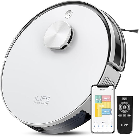 ILIFE A30s Robot Vacuum, 10000Pa Max Suction | LiDAR Navigation, Home Mapping, No-Go Zone, 150 Mins, App, Voice and Remote Control, for Hard Floor, Carpet and Pet Hair
