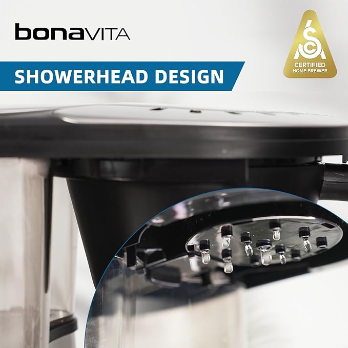 Bonavita 8 Cup Drip Coffee Maker Machine, One-Touch Pour Over, Auto Pause Brewing with Stainless Steel Double Wall Thermal Carafe, SCA Certified, Dishwasher Safe, BV1901TS