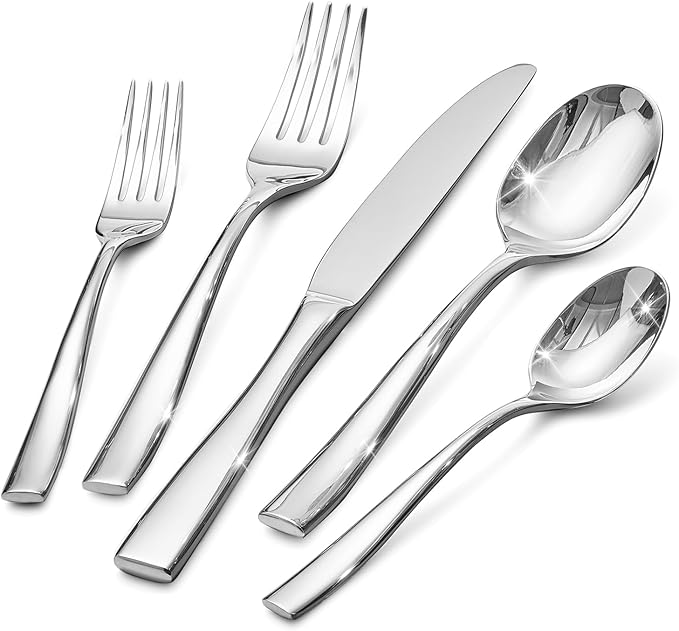 KINGSTONE Silverware Set for 8, 40-Piece Stainless Steel Flatware Set with Forks, Knives, Spoons, Dishwasher Safe Cutlery Set for Home, Wedding, Rust-proof