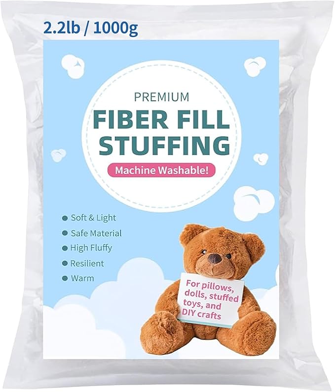 Polyester Fiberfill Stuffing for Crochet Animals, Crafts, Cushion and Clouds, Premium Quality Fiber Fill Pillow Stuffing Machine Washable, 1000g/2.2lb
