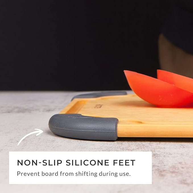 Elihome Essential Series Cutitng Board for Kitchen- Natural Wood Fiber Composite, Dishwasher Safe, Eco-Friendly, Juice Grooves, Non-slip Feet, Non-Porous, Reversible, BPA Free, Medium - 12" x 8"