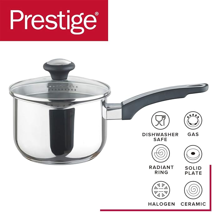 Prestige Everyday Straining Stainless Steel Cookware Set, 3-Piece - Silver