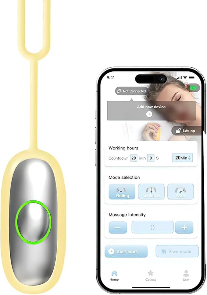 Sleep Aid Handheld Intelligent Device with App Control, Smart Pulse Technology for Sleep and Nap Support (Cream Yellow)