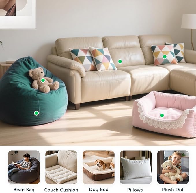 Bean Bag Filler 15lbs, Stuffing for Bean Bag Chair Refill, Shredded Memory Foam Filling for Punching Bag, Couch, Cushions, Dog Bed, Pillows (Multi Color)
