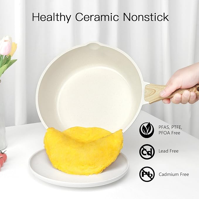 GiPP Ceramic Pots and Pans Set Non Stick - 22Pcs Nonstick Cookware Set, Non-Toxic Healthy Kitchen Cooking Set w/Frying Pans Set, Dishwasher Safe, PFAS PTFE PFOA PFOS Free, Cream White