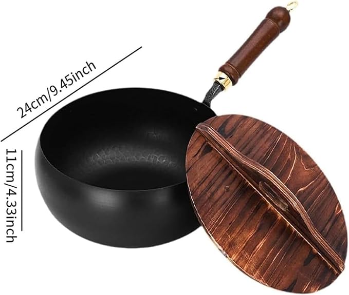Uncoated Thick Iron Pot, Non-Stick Multifunctional Cast Irons Wok, High Purity Irons Frying Pan for Cooking