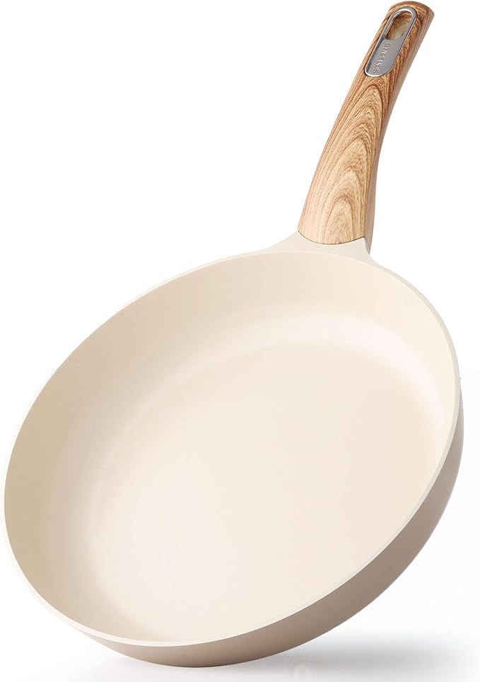 SENSARTE 8inch Ceramic Nonstick Frying Pan Small Skillet, Taupe | Healthy Ceramic Coating Omelette Pan, Non-toxic Kitchen Cooking Chef's Pan, PFOA/PFAS/PTFE Free, Induction Compatible