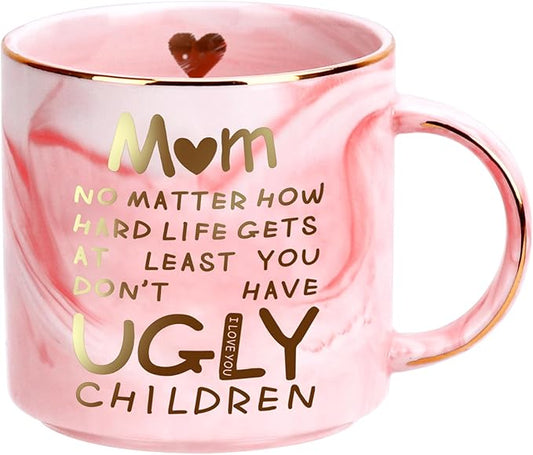 Mothers Day Gifts for Mom from Daughter Son - 12oz Funny Coffee Mug for Mom Wife from Husband Unique Marble Coffee Cup with Gold Print Christmas Birthday Mother's Day Present for Mama Stepmother Women