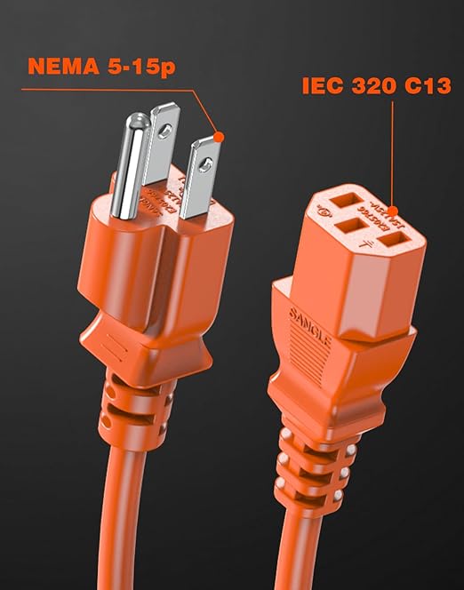 Power Station Charging Cable 12FT, 14AWG Fast Charging Cable Compatible with Jackery Power Station Explorer 1000/1500/2000/3000, Bluetti EB3A, Anker 757/767,125Volt 15A Universal AC Power Cord