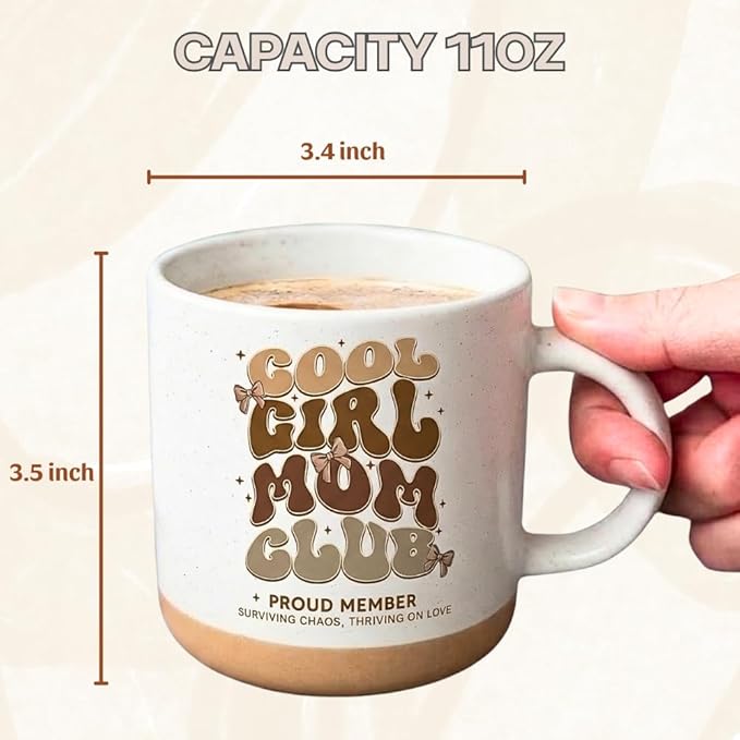 Girl Mom Mothers Day Gifts, Cute 11oz Stoneware Coffee Mug for Girls Moms, Mothers Day Gifts For a Mom of Girls, Girl Moms Mug For Hot and Cold Drinks, Dishwasher and Microwave Safe