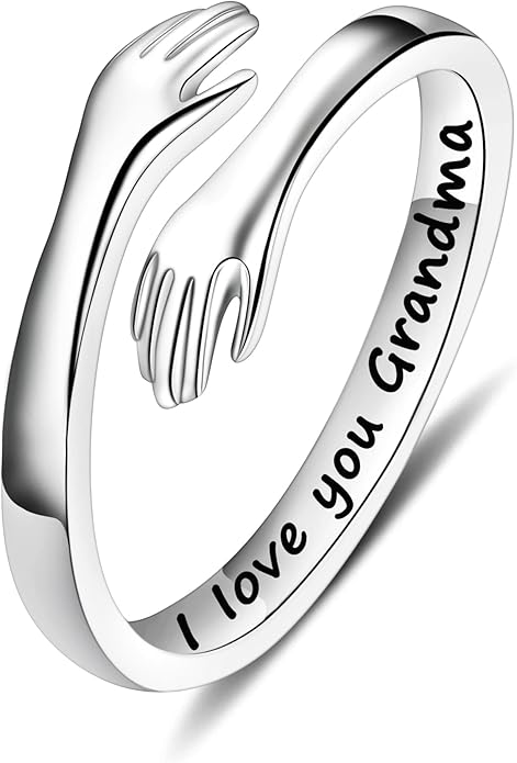Yesteel Mothers Day Gifts - S925 Sterling Silver Hug Ring for Women Teen Girls, Adjustable Ring Jewelry Mothers Day Birthday Gifts for Daughters Mom Sister Wife Friends Grandma