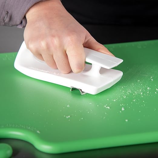 San Jamar Cutting Board Refinisher Cutting Board Scraper with Grooved Handle for Kitchen and Restaurants, Plastic, 6.5 x 2.5 Inches, White
