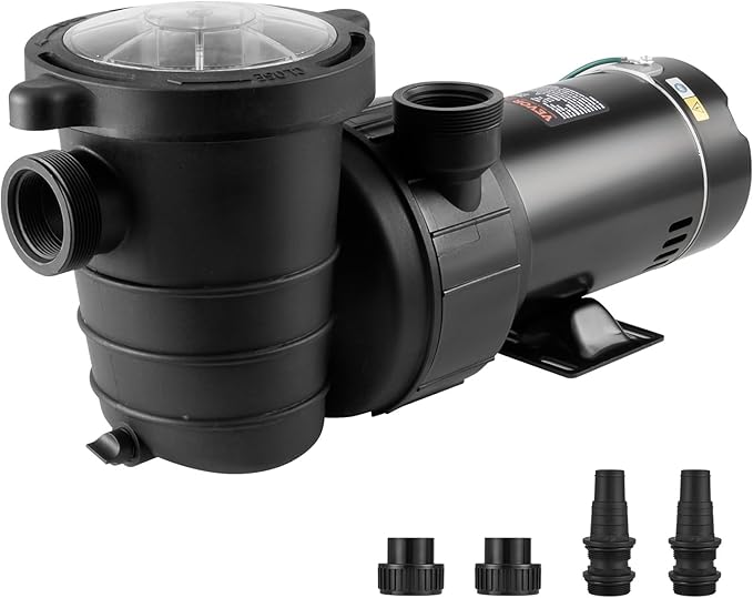 VEVOR Above Ground Pool Pump, 1HP, 80 GPM Max. Flow Single Speed Swimming Pool Pump, 120V 3450 RPM 36 ft Max. Head Lift Pool Pump with Filter Basket, for Above Ground Pools Hot Tubs Spas
