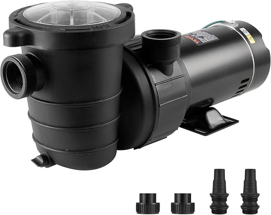 VEVOR Above Ground Pool Pump, 1HP, 80 GPM Max. Flow Single Speed Swimming Pool Pump, 120V 3450 RPM 36 ft Max. Head Lift Pool Pump with Filter Basket, for Above Ground Pools Hot Tubs Spas