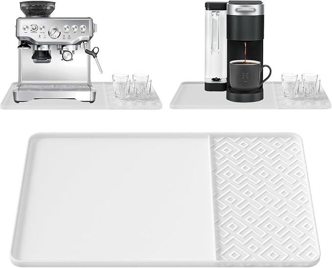 Silicone Coffee Mat with Raised Edges 24" x 16" – Waterproof Countertop Mat, Coffee Maker Pad, Espresso Machine Mat, Heat Resistant Dish Drying Mat