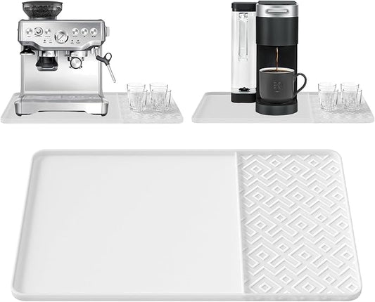 Silicone Coffee Mat with Raised Edges 24" x 16" – Waterproof Countertop Mat, Coffee Maker Pad, Espresso Machine Mat, Heat Resistant Dish Drying Mat