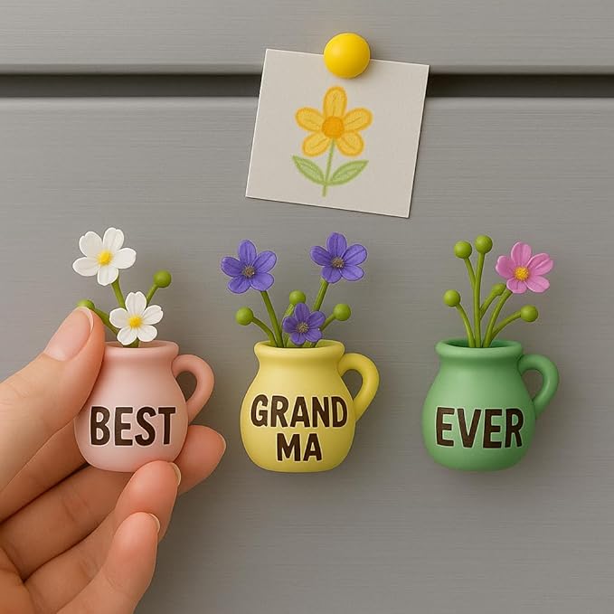 Mini Vase Magnets for Fridge - Christmas Grandma Gifts from Granddaughter, Best for Grandma for Birthday