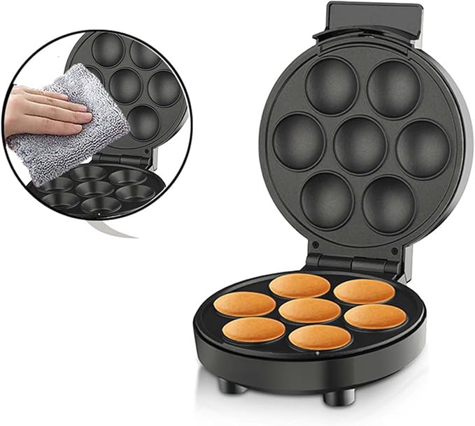 Cupcake Maker Mini Donut Maker Non Stick Cool Touch Electric Donut Maker Double Heated Makes 7 Cupcakes Perfect for Breakfast Snacks and Desserts(US Plug 110V)