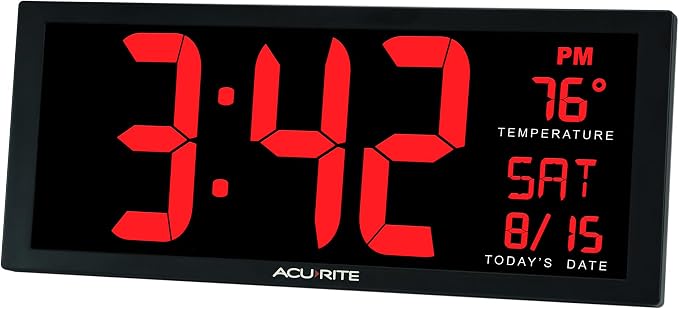 AcuRite 14.5" Large Digital LED Oversized Wall Clock with Date and Temperature, Perfect for Home or Office (75127M) (Pack of 4)