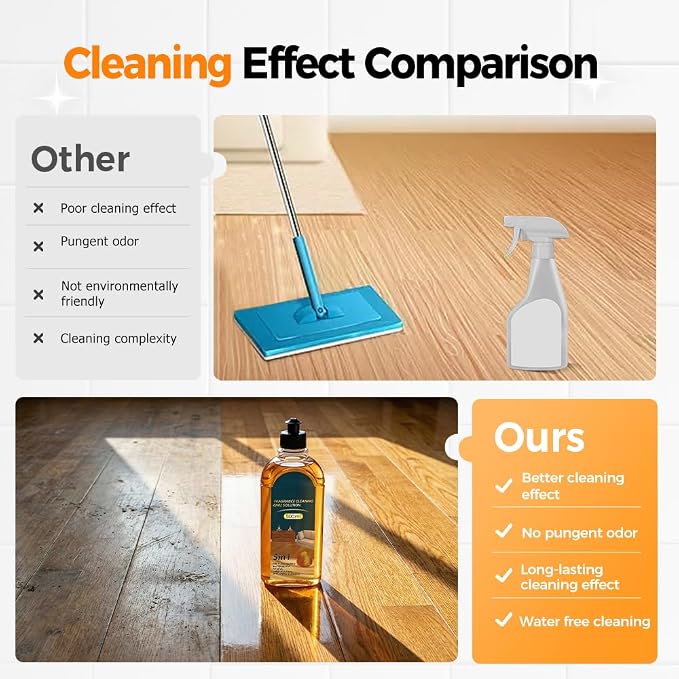 5-in-1 Hardwood Floor Cleaner & Shine Enhancer – All-in-One Stain, Odor & Grease Remover for Wood, Tile, Laminate Floors – Waxing & Shine Restoration for Home, Kitchen, Bathroom (500ML-1PCS)