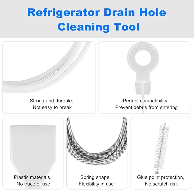 Refrigerator Drain Cleaning Tool, 8 PCS Reusable Waterline Buddy For Refrigerator, Fridge Water Line Cleaner Kit Suitable for Cleaning Refrigerator Drain Holes, Car Sunroofs Drain Holes